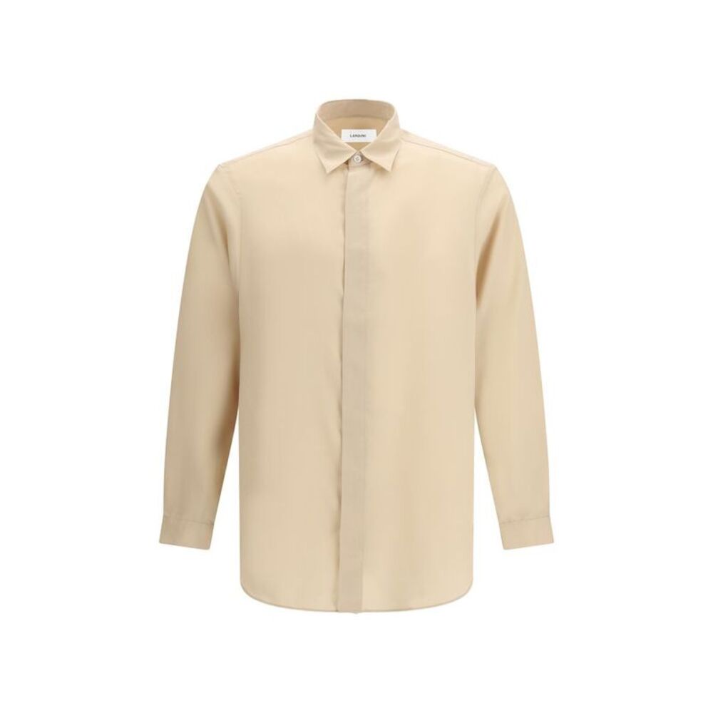 Lardini Beige Tencel Dress Men's Shirt